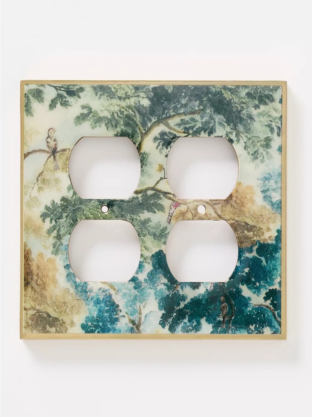 Anthropologie Judarn Teal, Green & Cream Double Outlet Cover